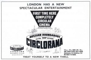 Рекламный плакат советской круговой кинопанорамы в Лондоне.