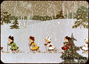 Кадр из анимационного пролога из кругорамному фильму "Дорога весны" (1959)
